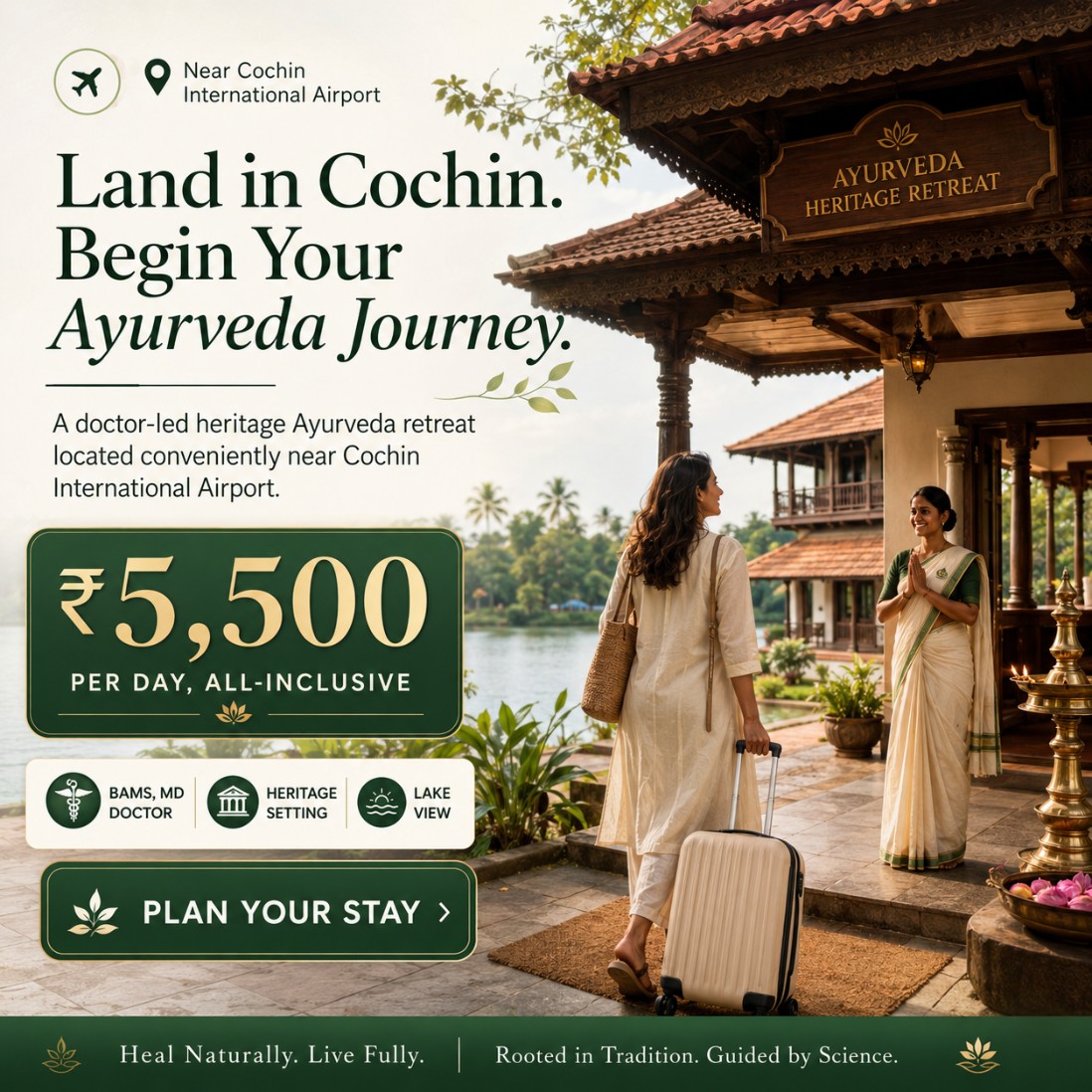 Budget Ayurveda Retreat Cochin near the lake